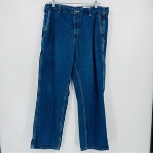 Carhartt Dungaree Fit Jeans Mens 34‎ Blue Carpenter Utility Workwear Cotton